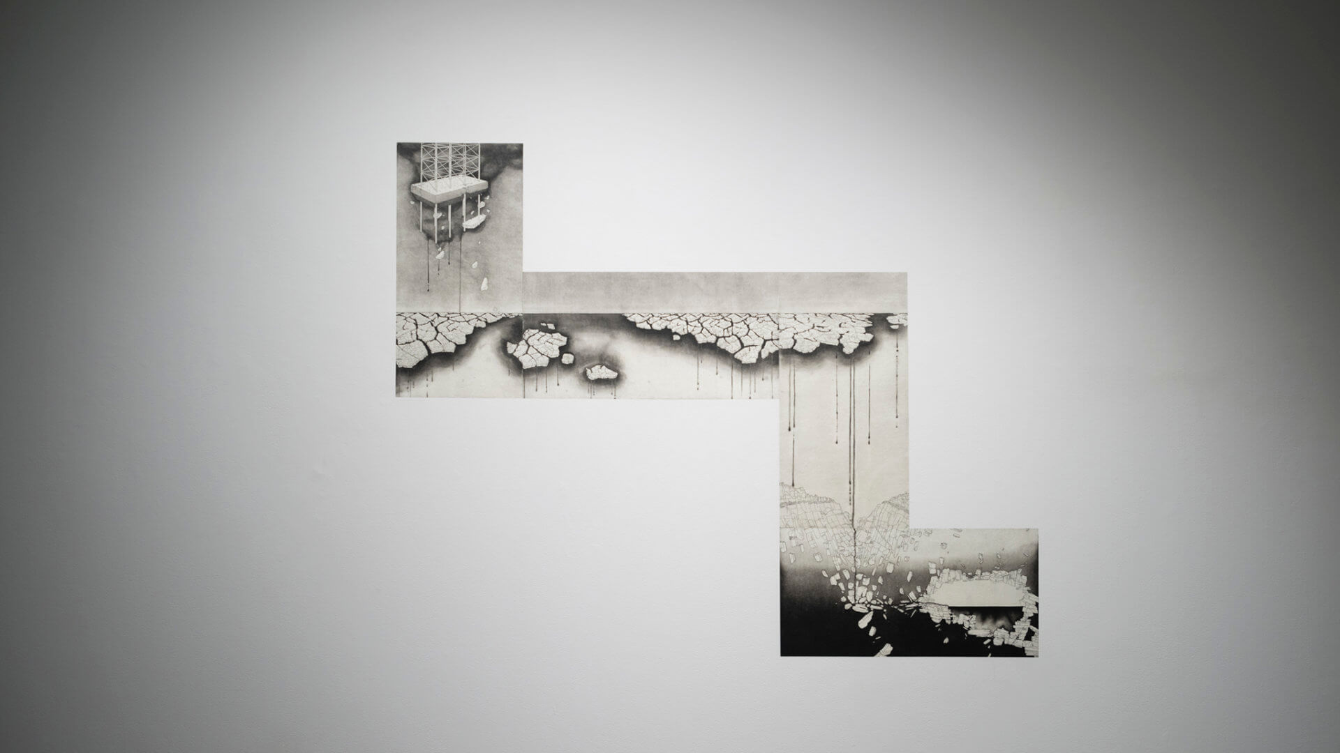 Inversion by Jill Ho-You. Etching, aquatint, spit bite and chine collé. 4 x 5'. 2018. Image credit: Sarah Fuller.